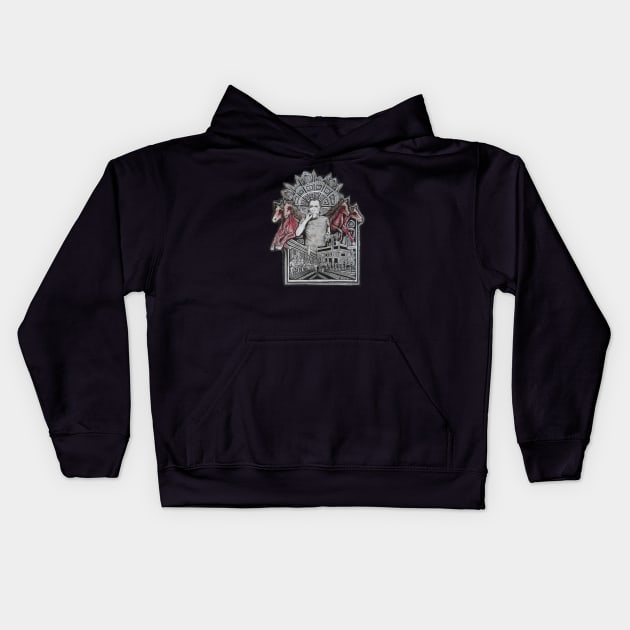 Charles Bukowski And Horses Kids Hoodie by AndersHoberg